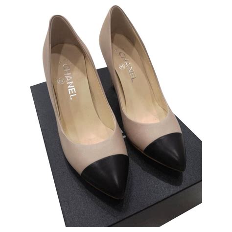 chanel black pumps sale|chanel pumps beige and black.